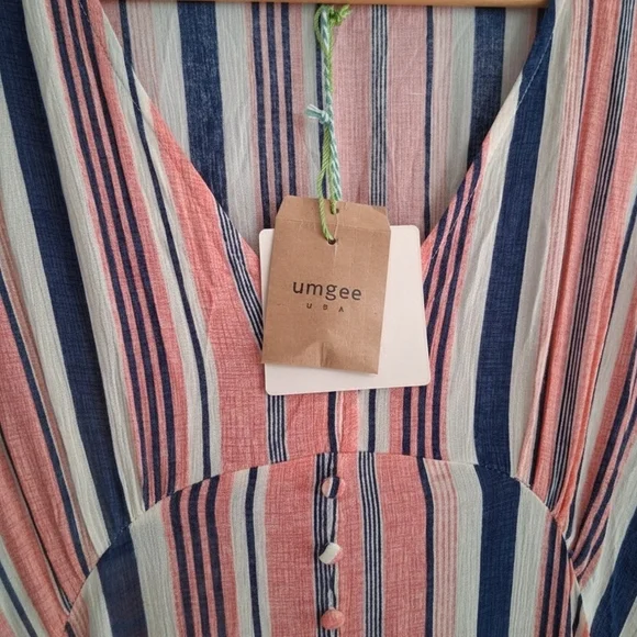 Umgee Striped Short Sleeve Midi Dress - NWT - Picture 4 of 5